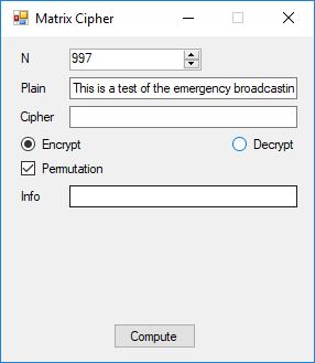 New Matrix Cipher Encrypt 0