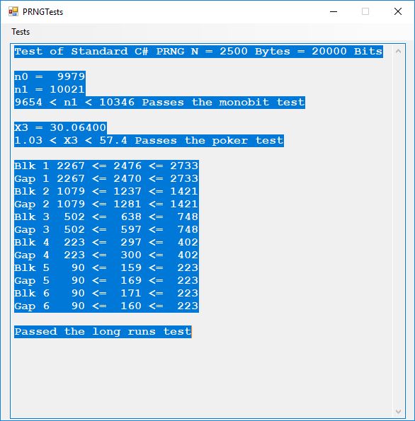 PRNG Tests C#