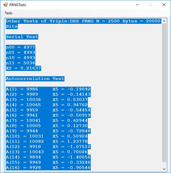 PRNG Tests Other DES Data