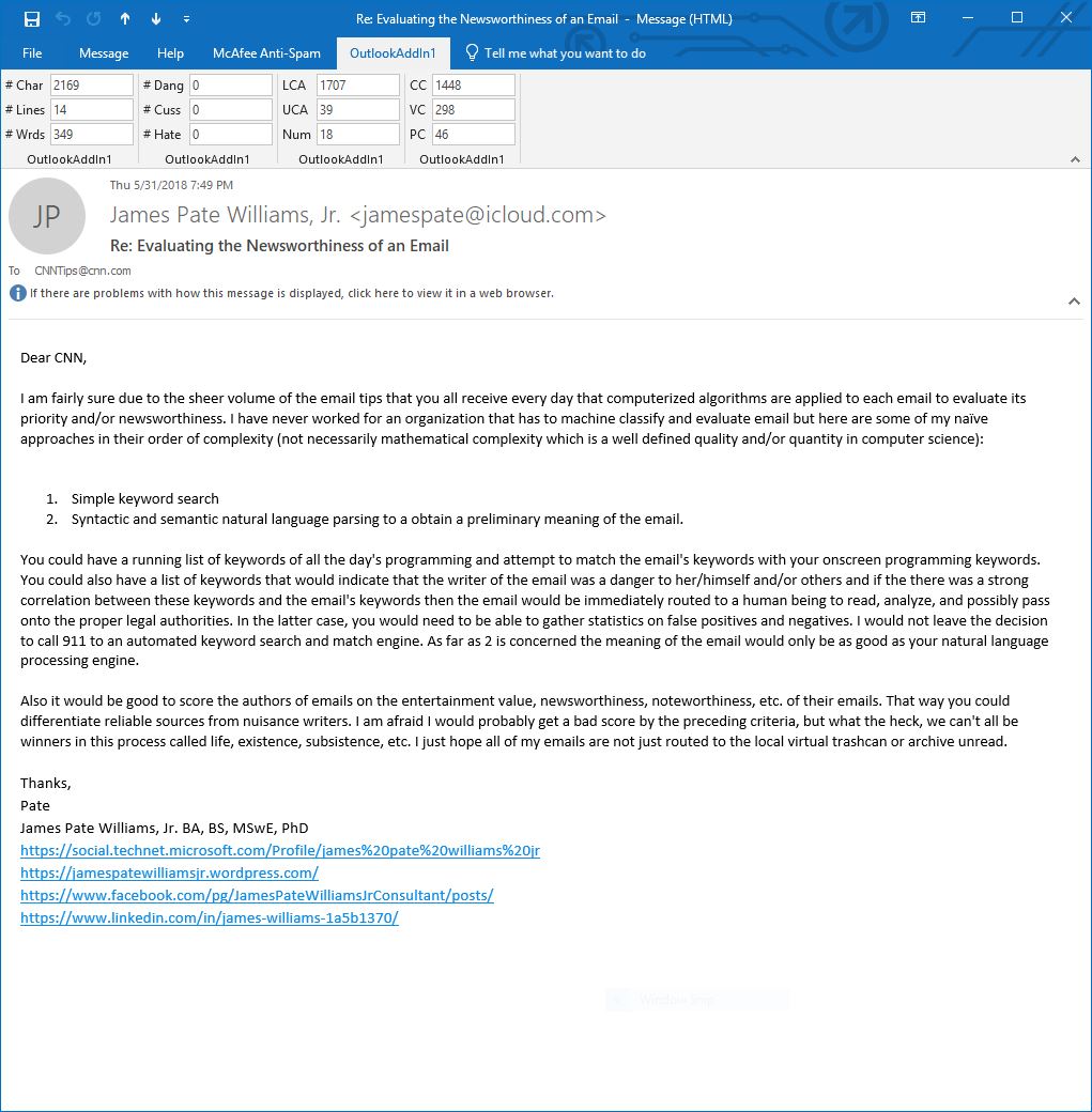 Outlook AddIn Test Blog 1