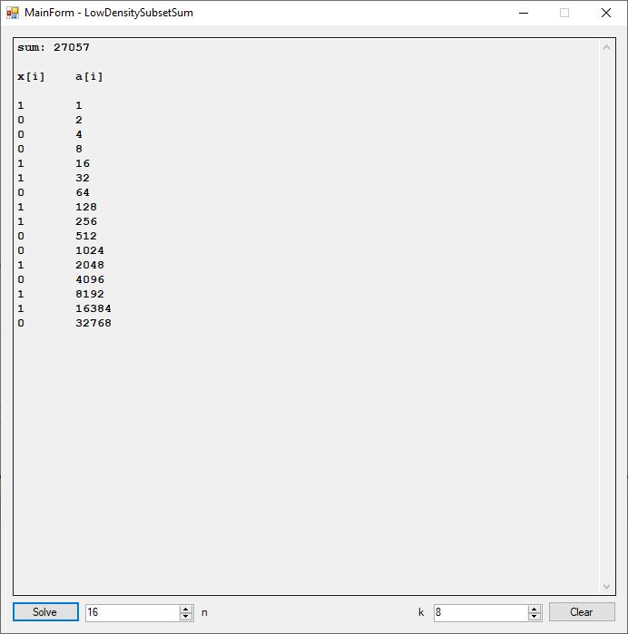 Low Density Subset Sum Problem by James Pate Williams, Jr., BA, BS ...