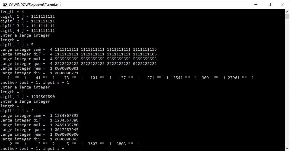 Large Integer Packages by James Pate Williams Jr – Numerical Explorations